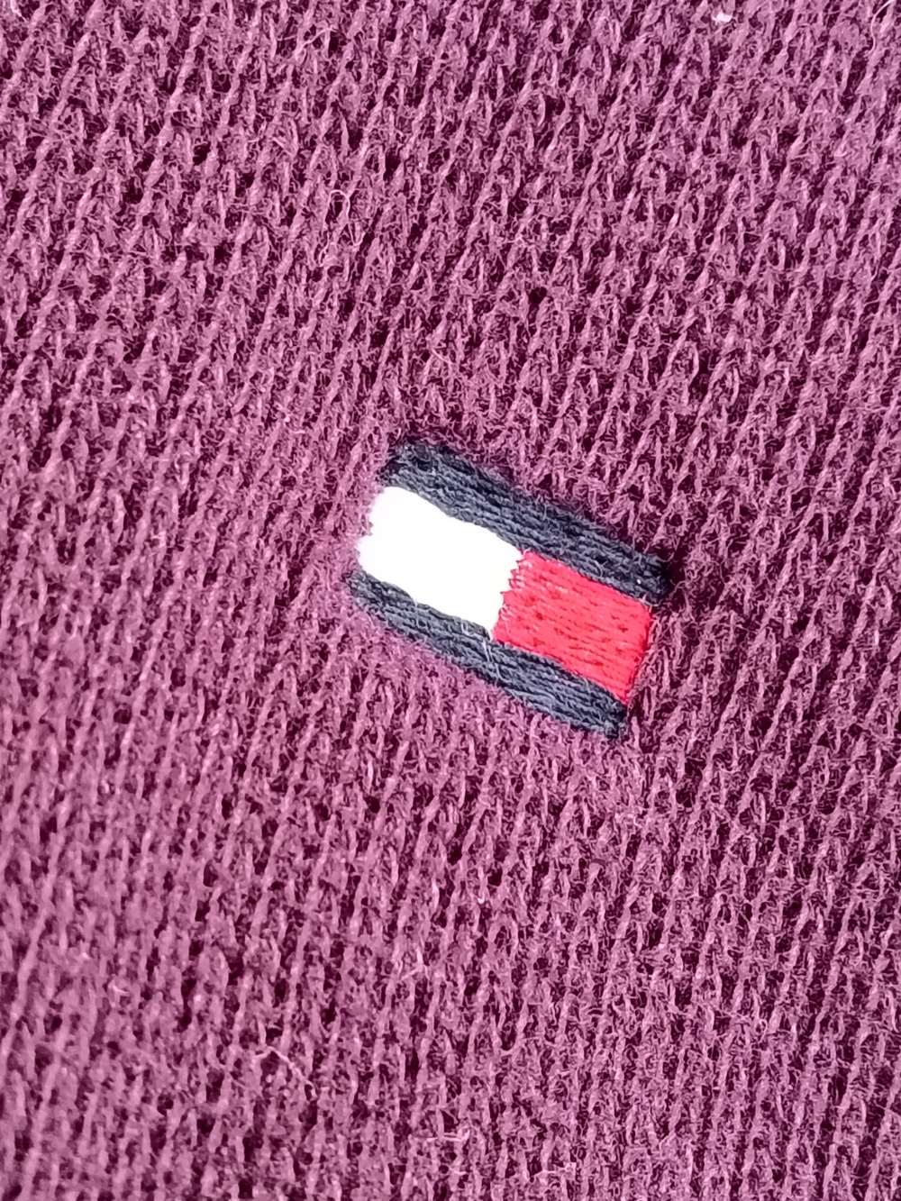 Tommy Hilfiger Burgundy Quarter Zip Mock Neck Sweatshirt Preppy Classic Large - Picture 9 of 14